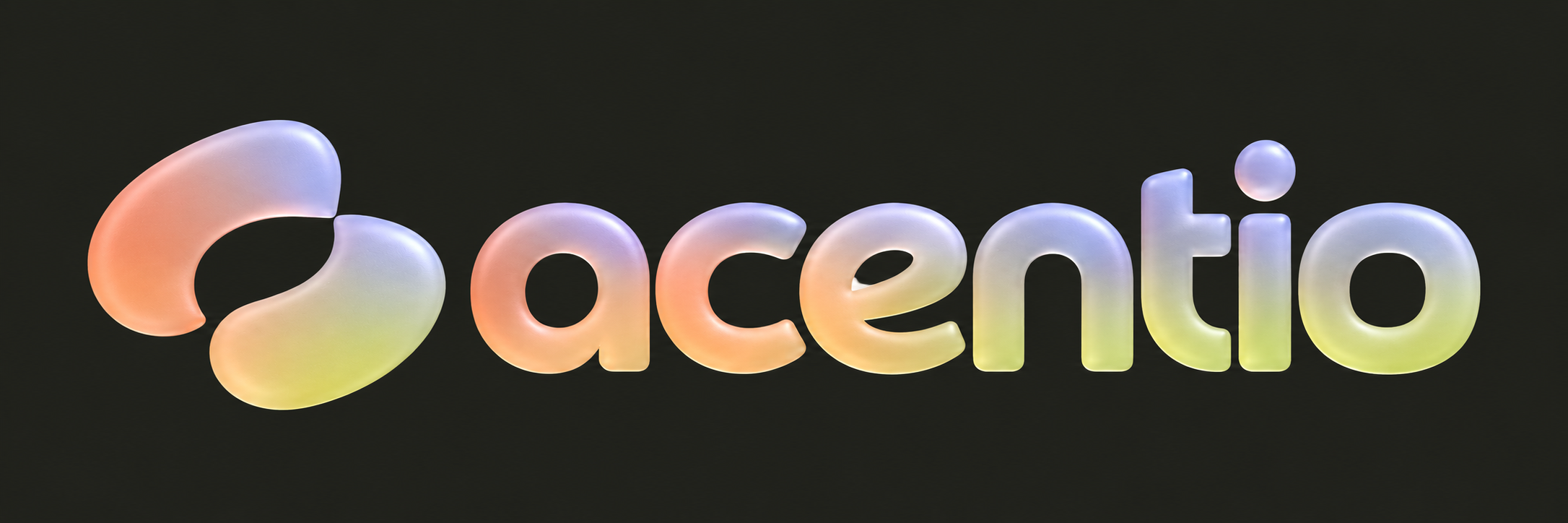 Acentio — Exchange symbol and custom frosted wordmark